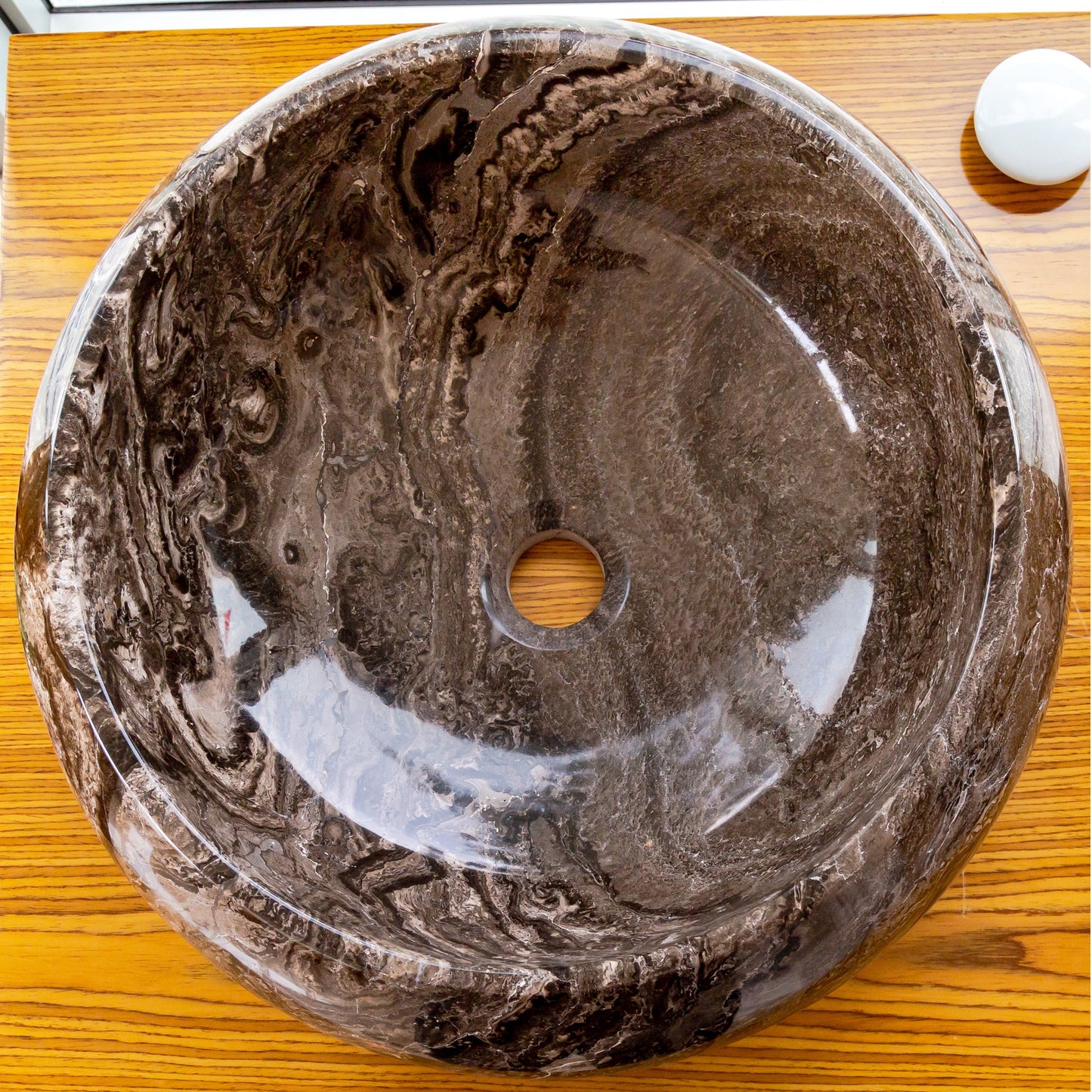 Narcist Brown Marble Vessel Sink High-Gloss Polished