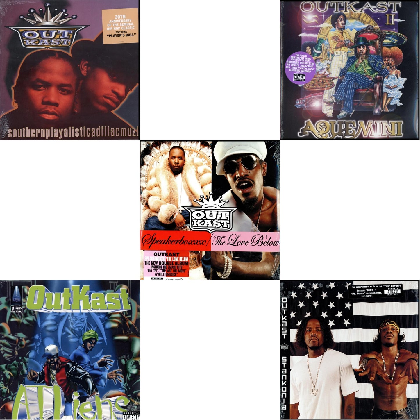 Outkast - Atliens & Aquemini & Stankonia & Speakerboxxx / Love Below & Southernplayalisticadillacmuzik - LP Vinyl Bundle