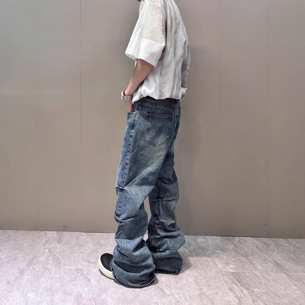 American High Street Vibe Retro Washed Pleated Skinny Jeans