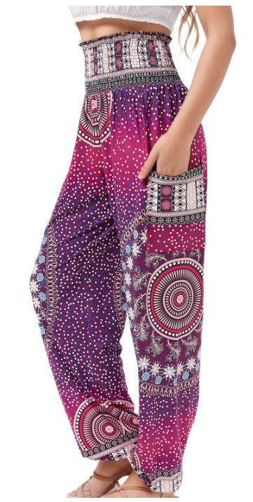 Women's Striped Digital Floral Print Casual Jumpsuit