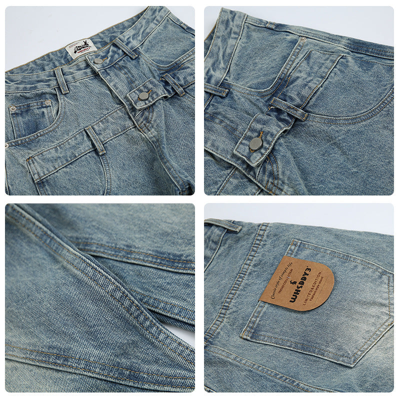 Double Waist Design Loose Leisure Workwear Trousers