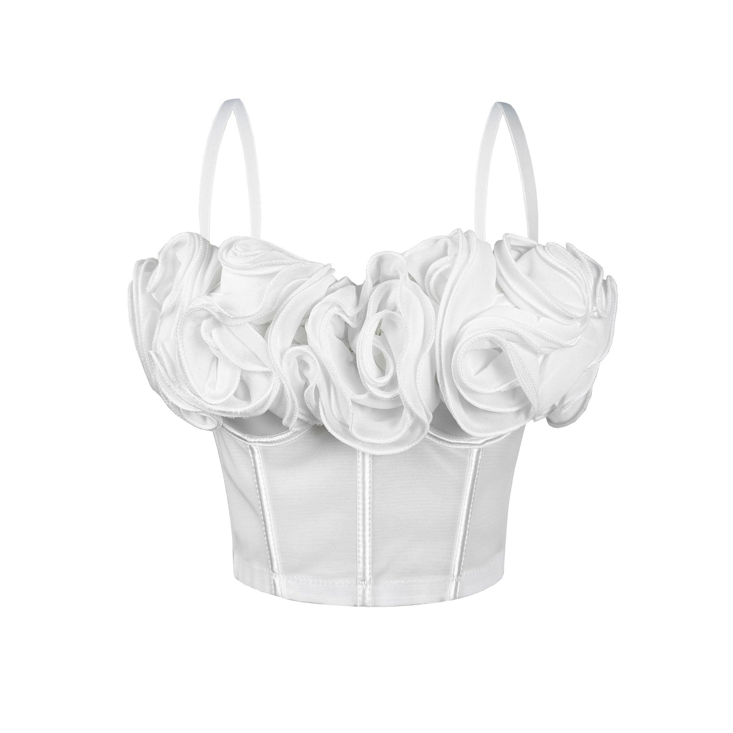 Three Dimensional Floral Boning Corset Bra Pure Want Tube Top Vest Mesh Breathable Inner Wear Boning Corset Top Sexy Sling