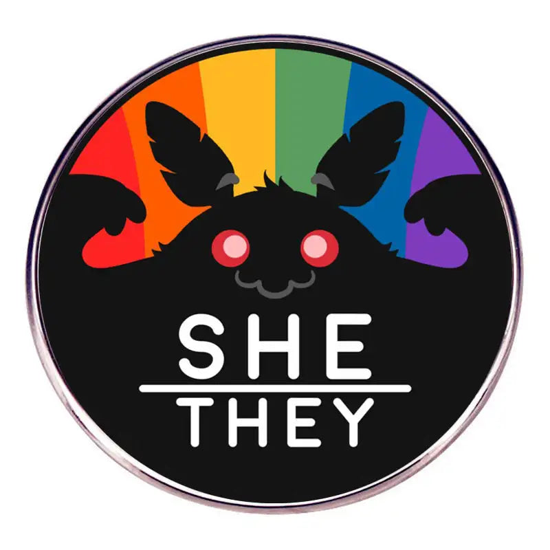 Rainbow Moth Man Pin Badge Metal