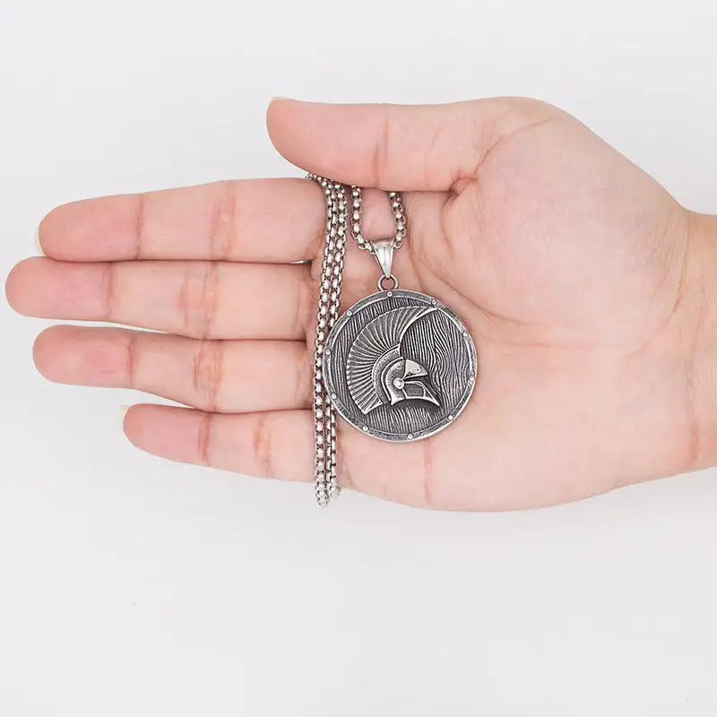 Titanium Steel Hip Hop Hero Of Sparta Helmet Pendant Necklace