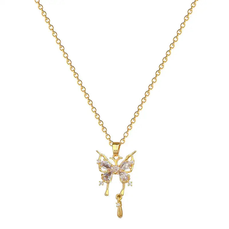 Titanium Steel Butterfly Drop Pendant Necklace Personality