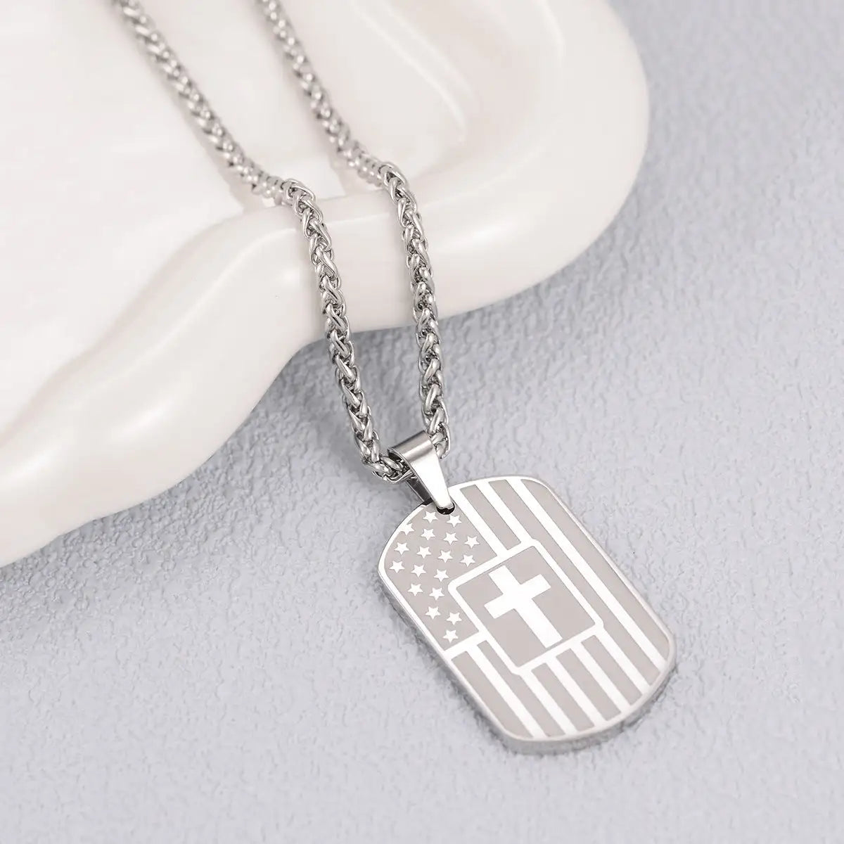 Men's Stainless Steel Scripture Cross Necklace