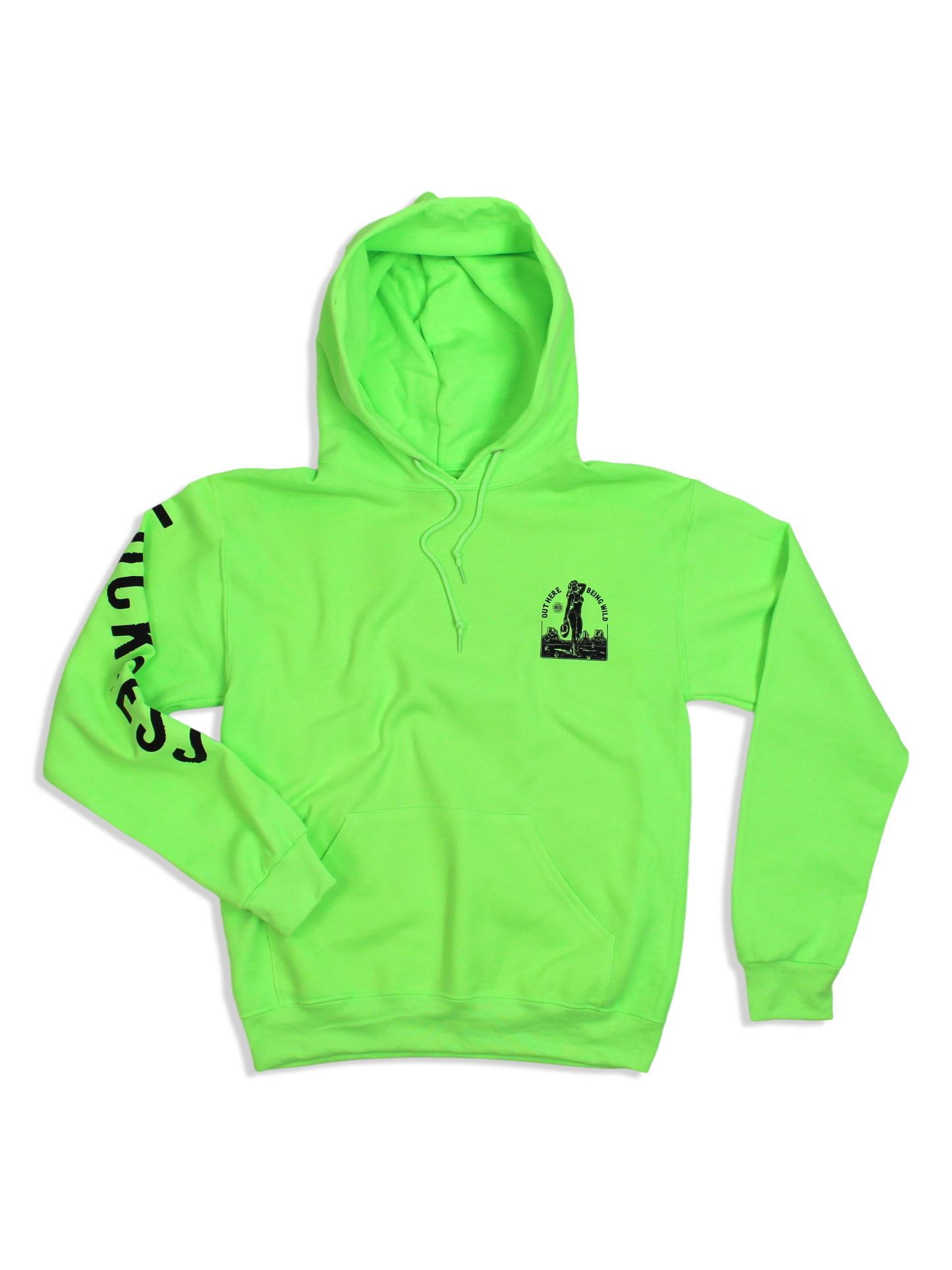 Out Here Being Wild Neon Green Hoodie