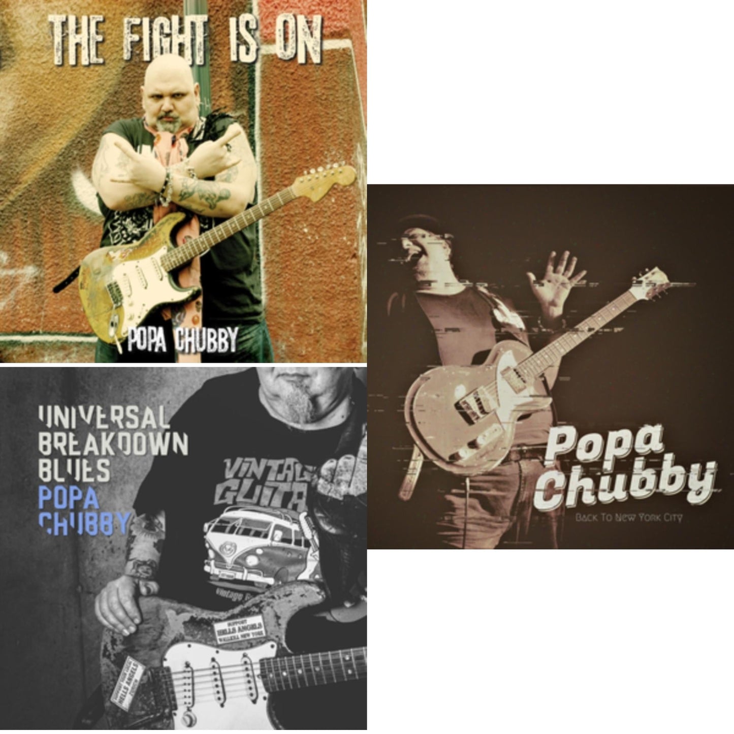 Popa Chubby - Fight Is On & Back To New York City & Universal Breakdown Blues - LP Vinyl Bundle