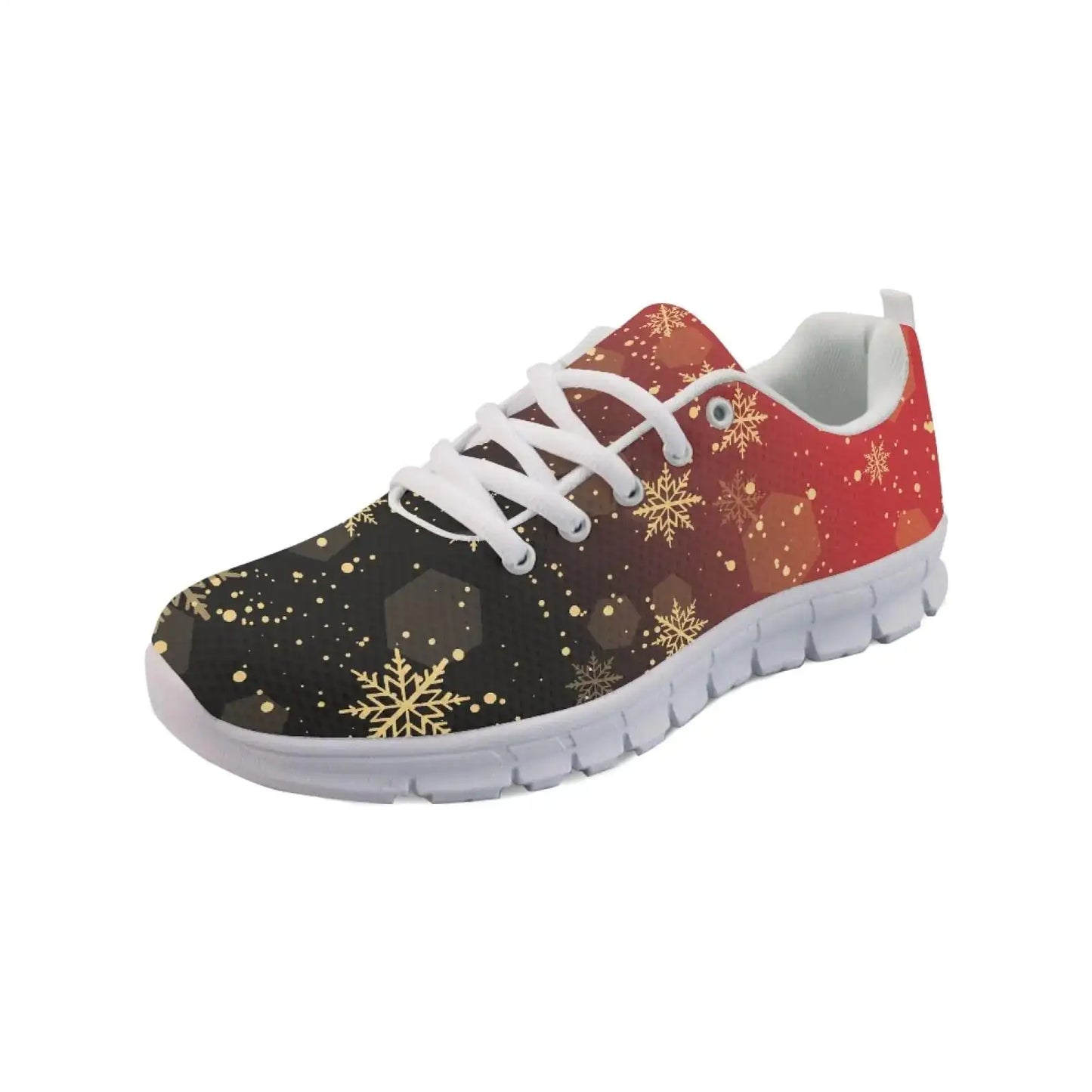 Wanyint Christmas Snowflake Print Women Sneakers Breathable Road Running Shoes Tennis Shoes Work Shoes Lightweight Athletic Shoes for Daily Travel