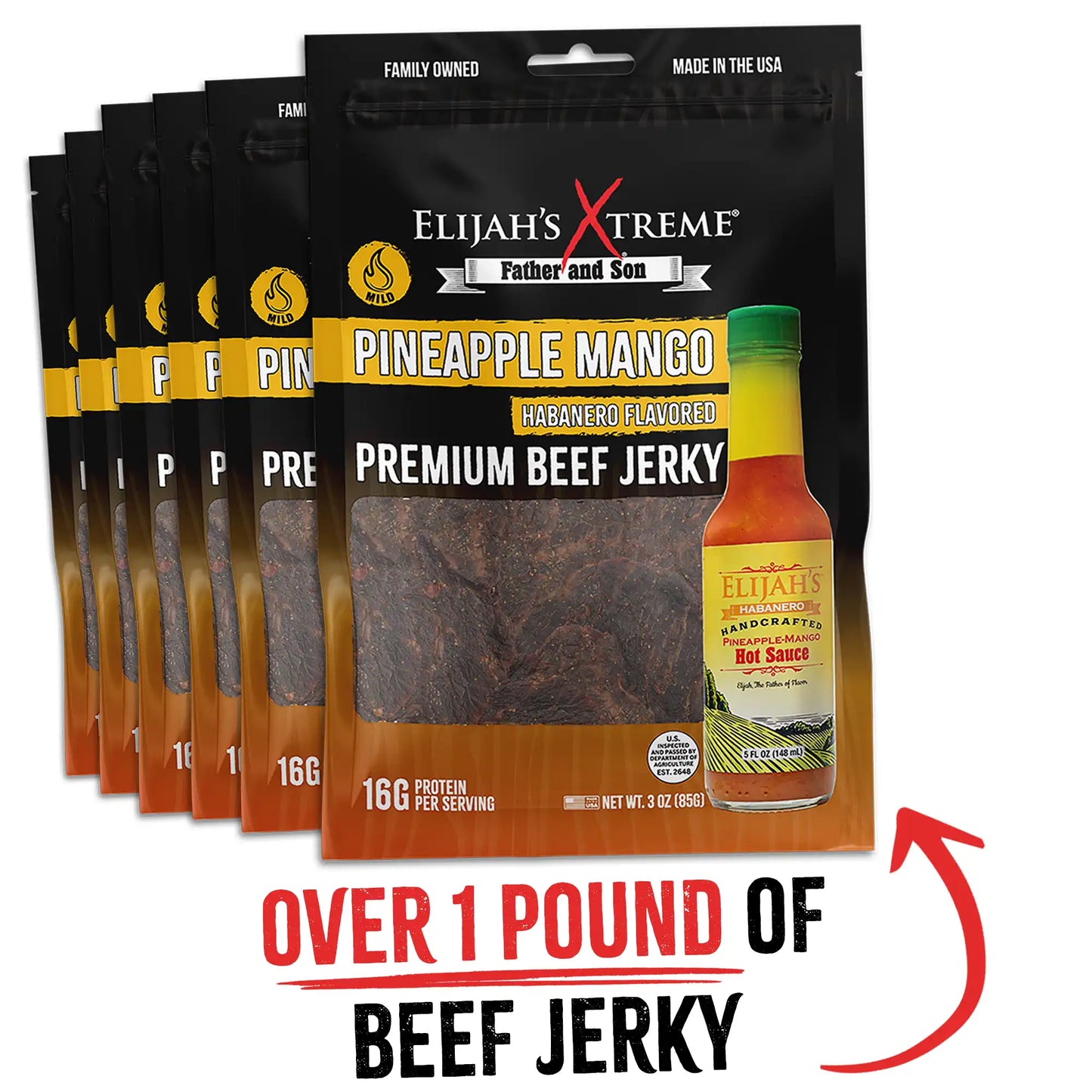 Pineapple-Mango Habanero Beef Jerky - 6 bags (1lb)