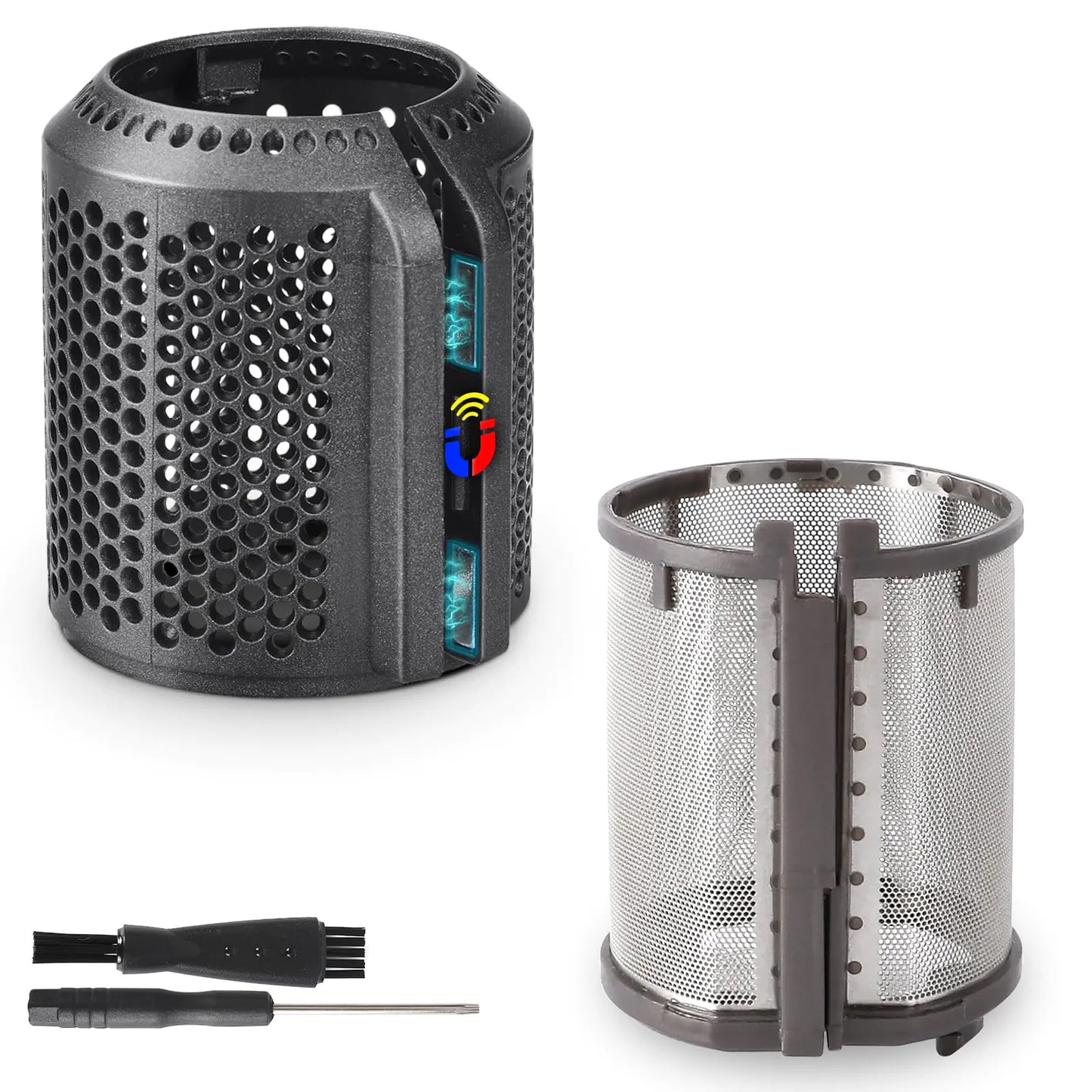 Magnetic Hair Dryer Filter + Inner Filter Cover Replacement for Dyson Supersonic HD01 HD03 HD08 HD15 Hair Dryer Attachment Hair Dryer Strainer Filter Spare Parts(Gray)