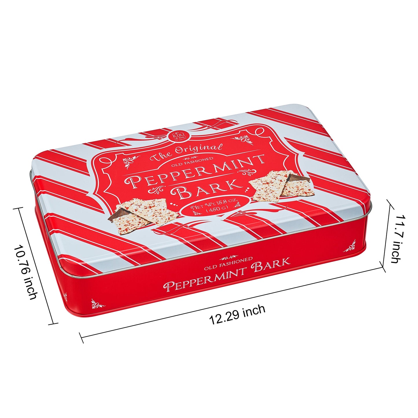 Handmade Layered Original Dark and White Chocolate Peppermint Bark - 1Lb Holiday Bark Assorted Squares - Christmas & Winter Candy, Sweets Gift Tin, Old Fashioned Treat, Stocking Stuffer