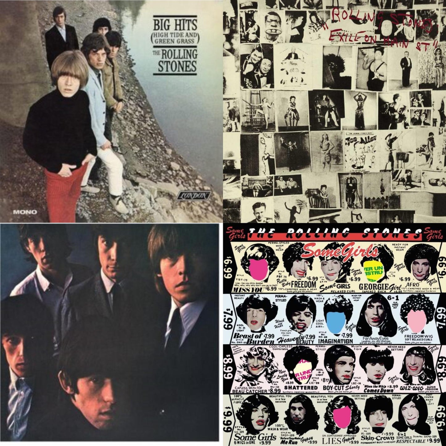 Rolling Stones No.2 (180G) & Big Hits (High Tide Green Grass LP Vinyl) & Exile On Main Street (2LP) & Some Girls