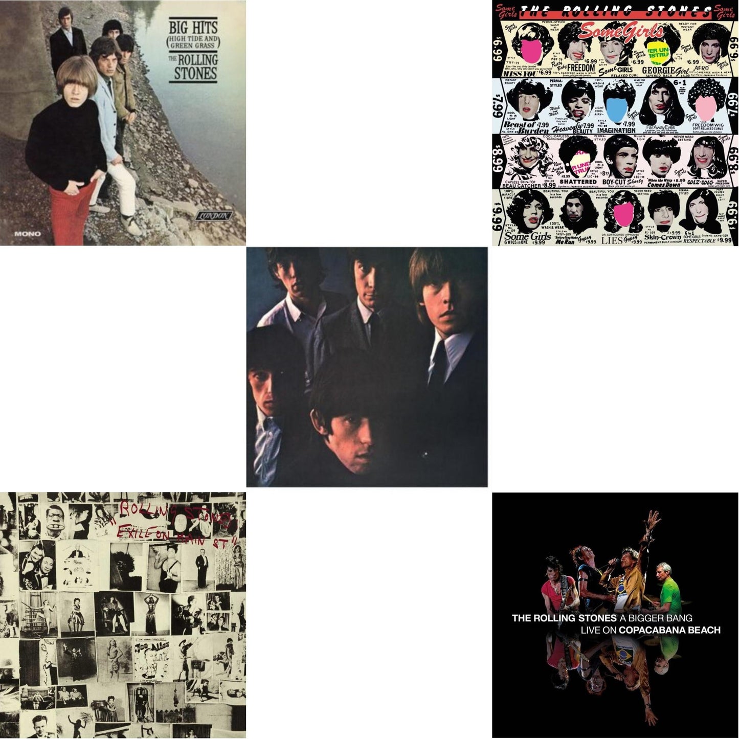 Rolling Stones No.2 (180G) & Big Hits (High Tide Green Grass LP Vinyl) & Bigger Bang Live On Copacabana Beach (Multi Color Vinyl/3LP) & Exile On Main Street (2LP) & Some Girls