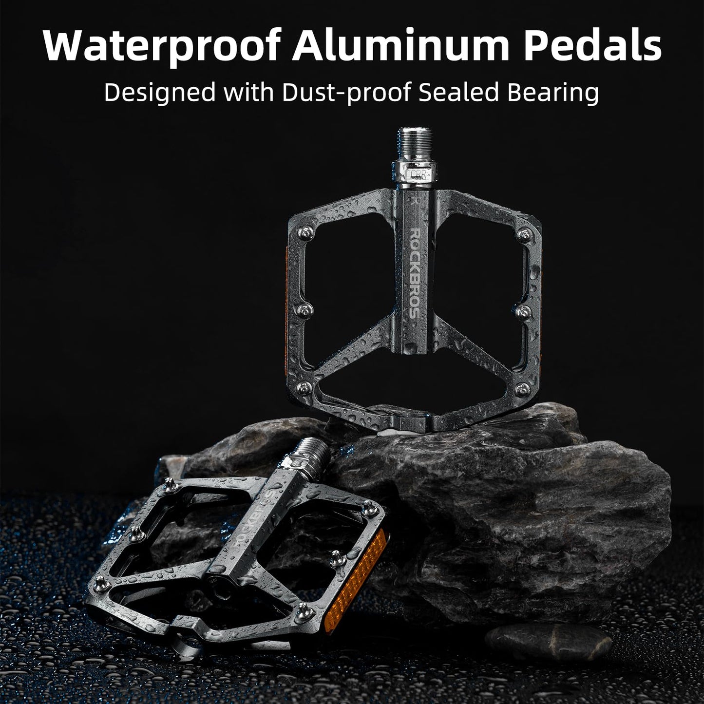 ROCKBROS MTB Reflective Aluminum Pedals 9/16" Sealed Bearing Lightweight