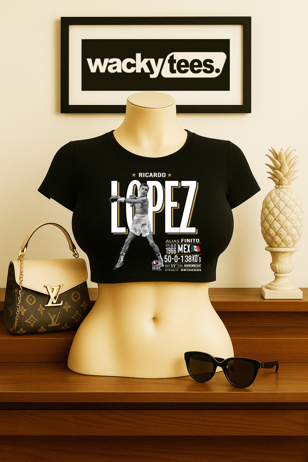 Ricardo Lopez Tale of the Tape Mexico Mexican Boxing Stats Graphic Tee Shirt