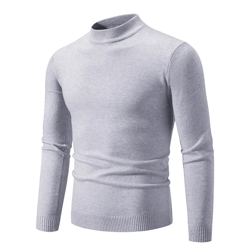 New Sweatwear Men's Half Neck Basic Solid Color Sweaters Round Neck Elastic Pullovers Warm Autumn Knitted Oversized Sweater Men - Premium from Lizard Vigilante - Just $22.99! Shop now at Lizard Vigilante