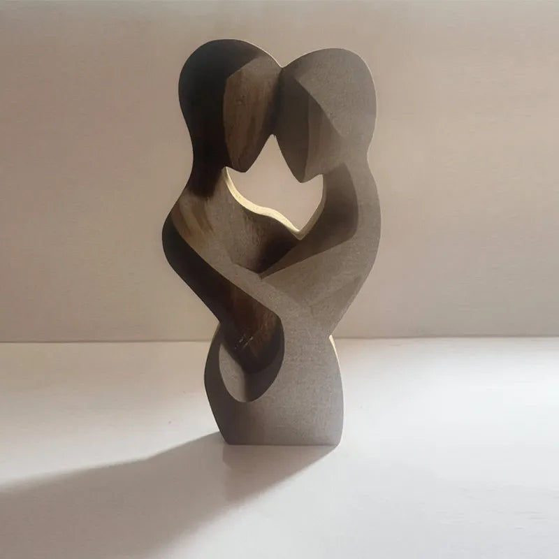 2d Flat Elegant Wooden Couple Statue-modern Home Decor, Artificial Wood,ideal For Living Room,bedroom,or Office
