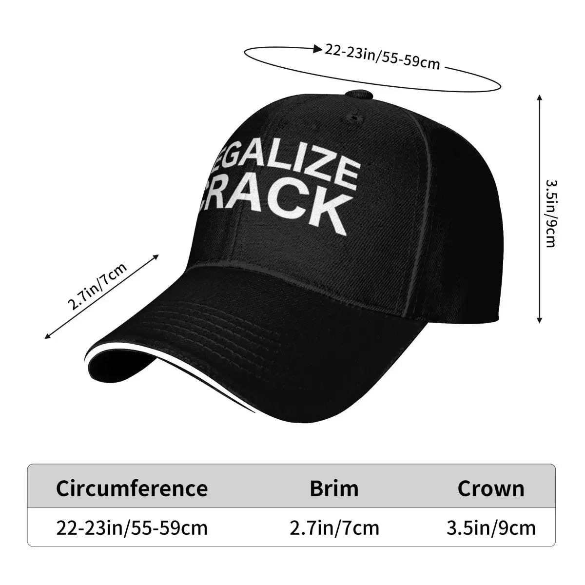 Legalize Crack Streetwear Baseball Cap Adjustable Unisex Polyester Hat