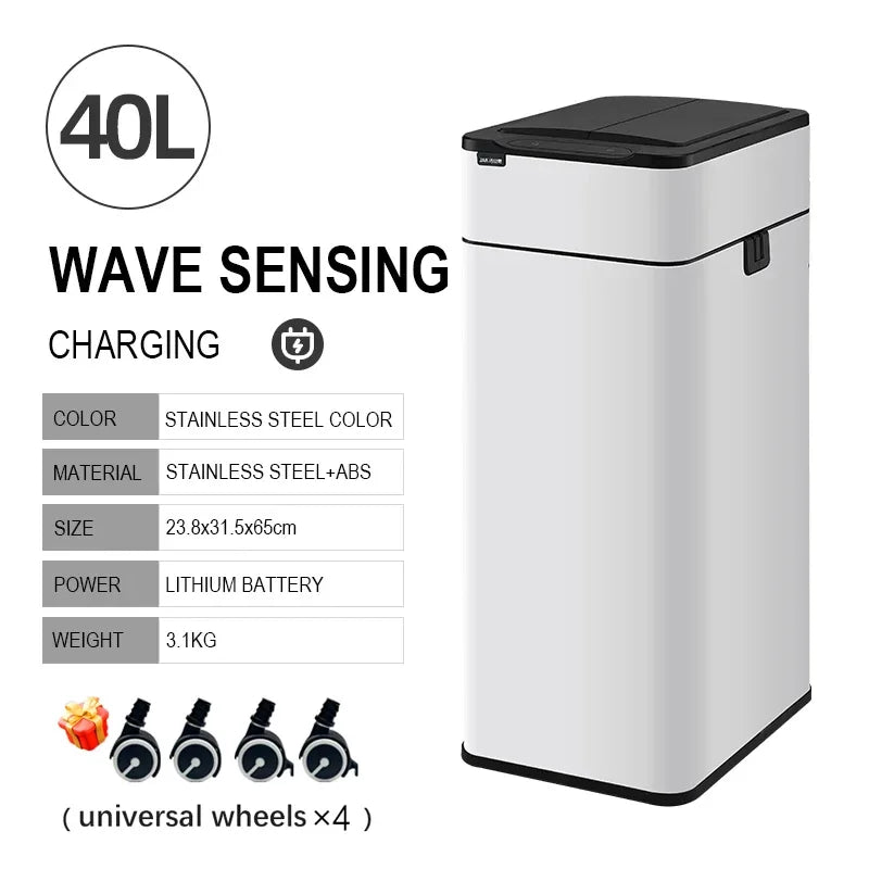 Smart Trash Can 20L 30 40 50 60 Liters Wastebasket Large Kitchen Garbage Cube Home Automatic Stainless Steel Garbage Bin Dustbin