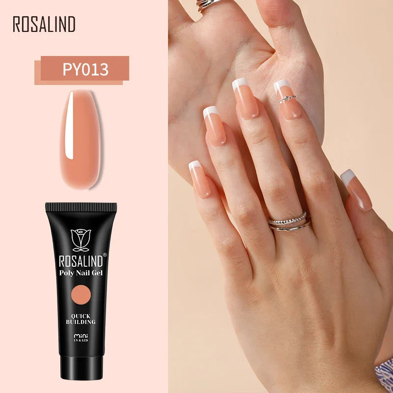 ROSALIND Poly Nail Gel Semi Permanent Acrylic Nail Art Hybrid Varnishes Poly Crystal Nail Polish Top Base Coat Need UV/LED Lamp