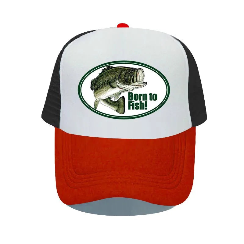 Born To Fish Round Oval Printing Mesh Soft Dad Hat – Big Mouth Bass Fishing Fans Snapback Cap - Premium hat from Lizard Vigilante - Just $21.08! Shop now at Lizard Vigilante