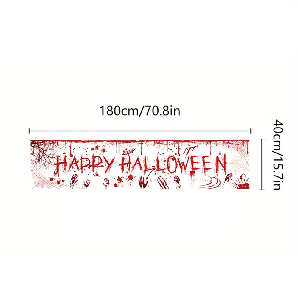 Halloween Theme Party 1.8m Banner Pumpkin Bloodstains Happy Halloween Outdoors Indoor Yard Hanging Decor Supplies