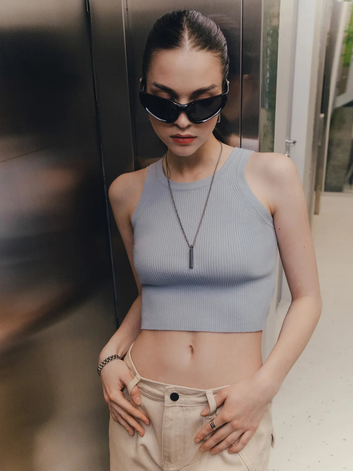 Sumuyoo Summer Knitted Tank Tops Women Casual Crop Tops Sexy Girls Suspender Vest O-neck OL Slim Ribber Sleeveless T Shirts - Premium from Lizard Vigilante - Just $41.99! Shop now at Lizard Vigilante