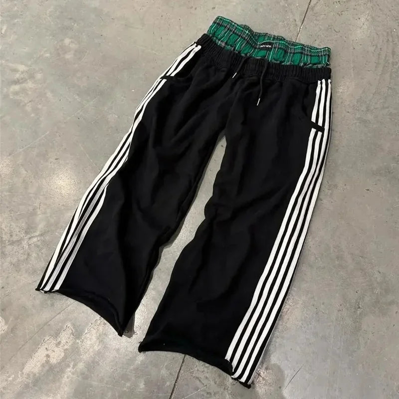 2025Y2K pants, old-fashioned double embroidered waist sweatpants, men and women casual hip-hop pants, street clothing hot sale - Premium from Lizard Vigilante - Just $75.99! Shop now at Lizard Vigilante