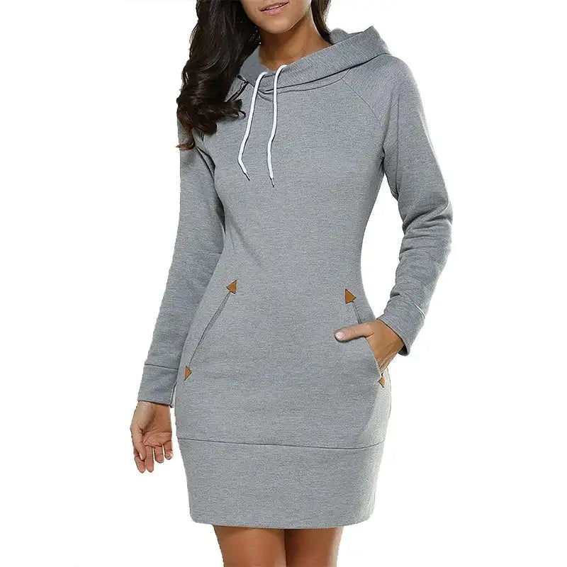 Women Winter Warm Hooded Pullover Sweatshirt Long Dress Sweatshirt Hoodies Women