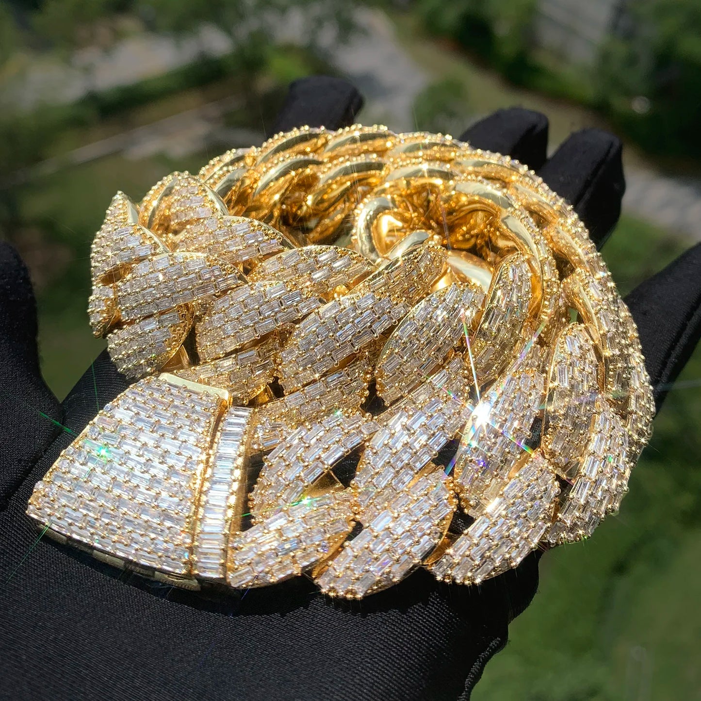 23mm Iced Out Cuban Link Chain – Silver Baguette Bling Hip Hop Necklace for Men & Women | CUC Rapper Rock Jewelry - Premium necklace from dsers - Just $71.99! Shop now at Lizard Vigilante