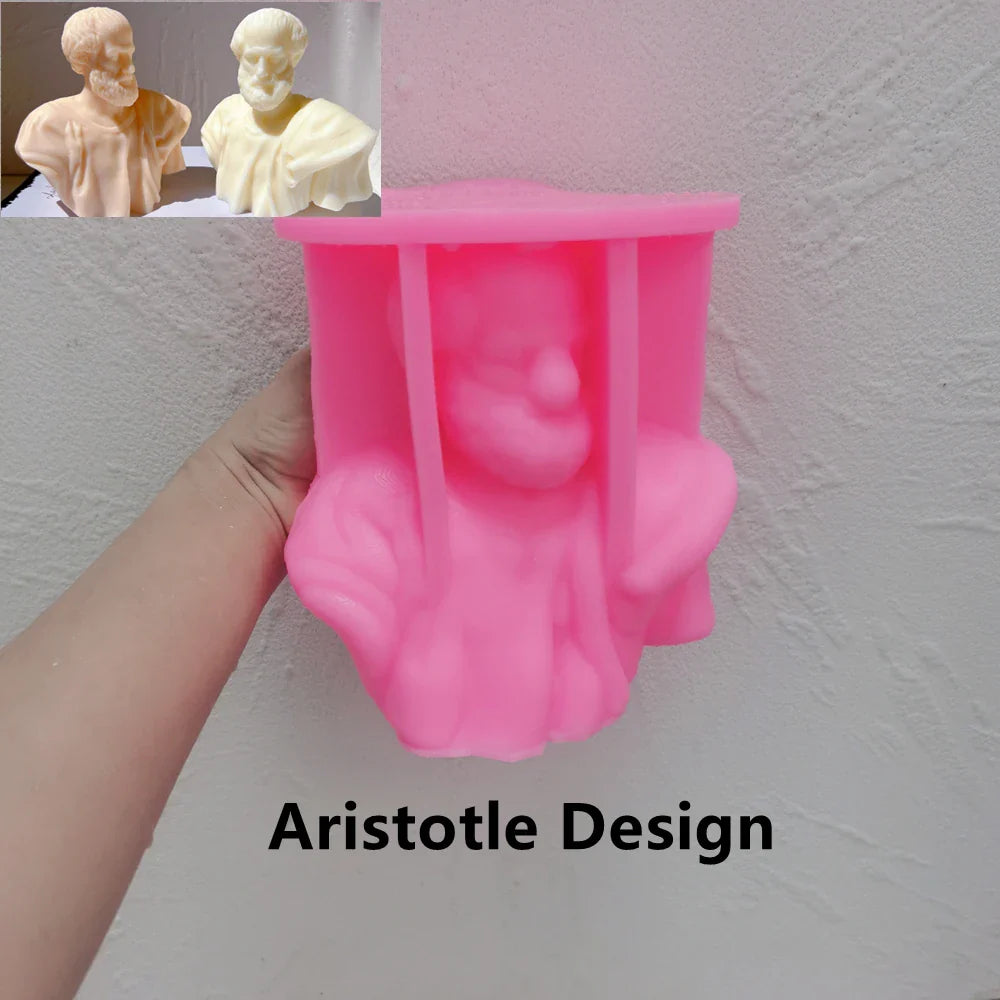 Aristotle Statue Candle Mold Greek Philosopher Bust Silicone Molds Greek Art Man Sculpture Wax Tool Tabletop Ornament