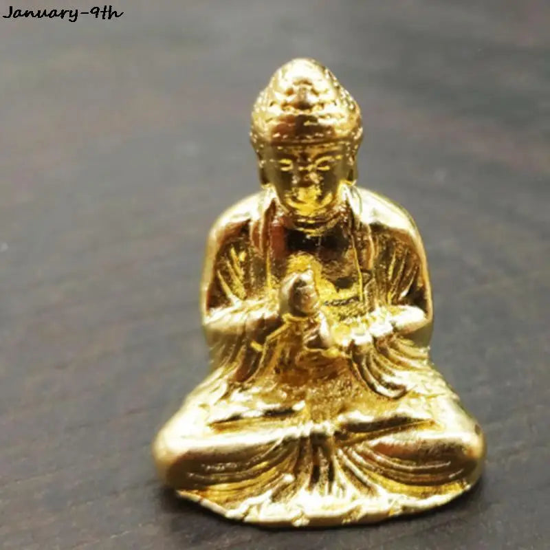 1PC Buddha Statues Copper Sculpture Fengshui Figurine Home Decor Resin Sitting Miniature 2.8x2.4cm