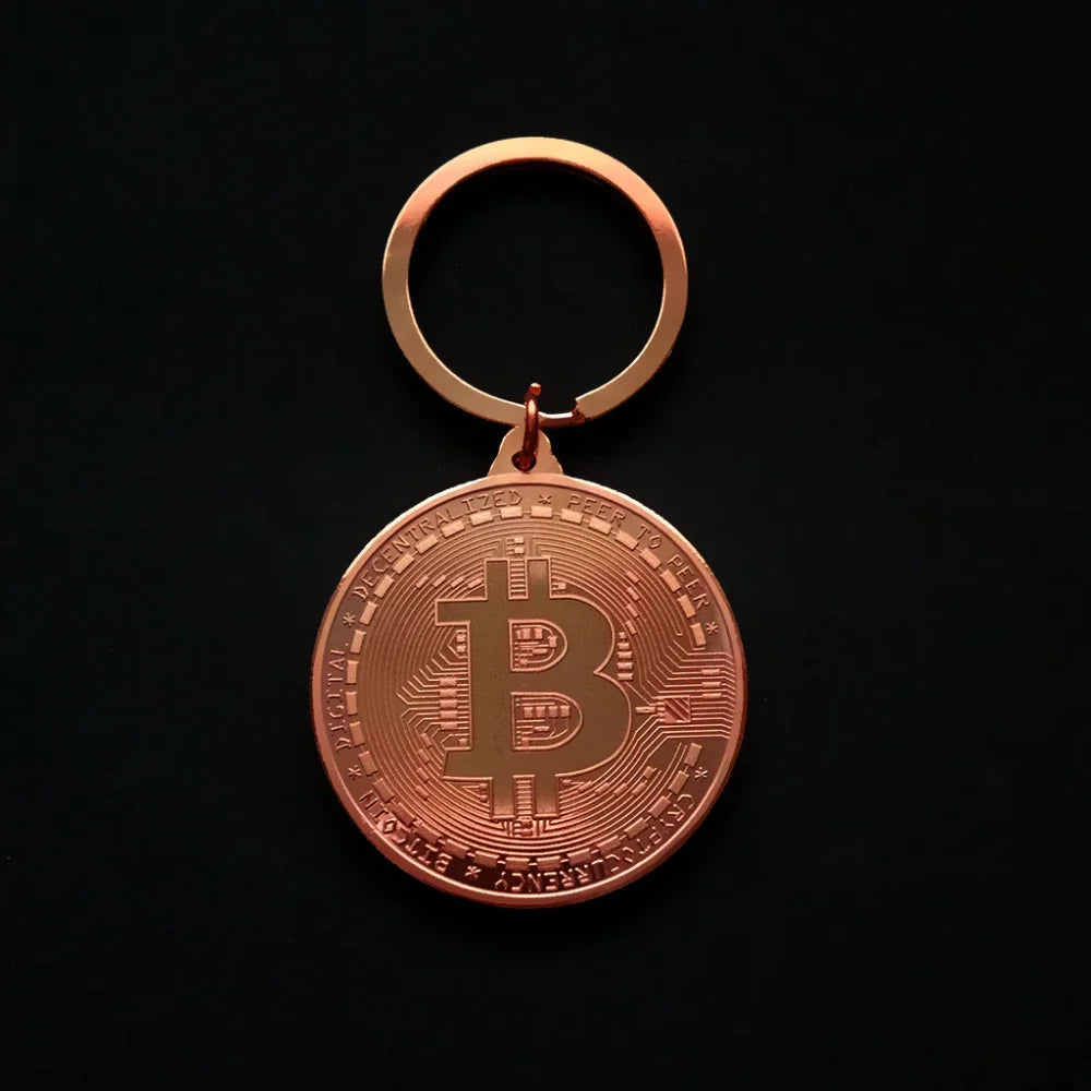Bitcoin Metal Keychain Creative Gold Silver Copper Virtual Currency Collectible