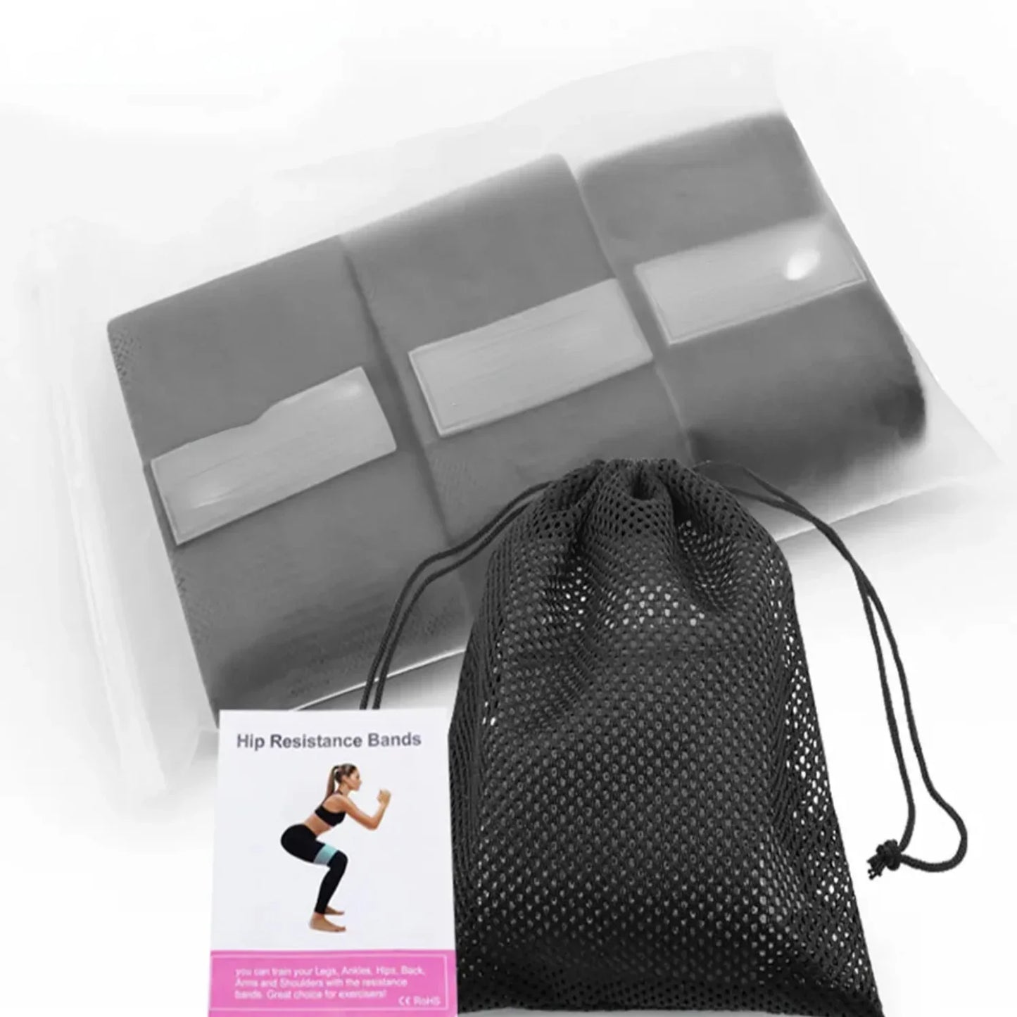 Fitness Resistance Bands Exercise Workout Set Fabric Loop Yoga Booty 3-Piece Leg Thigh Butt Squat Glute