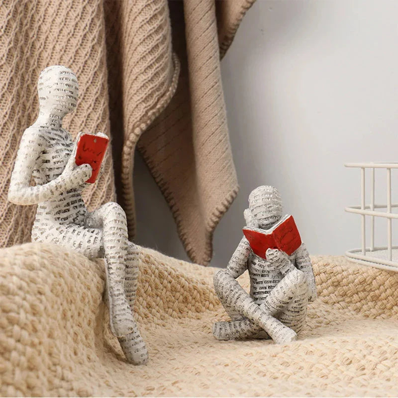 1/2PCSCreative Reading Women Resin Sculpture Leg Lifting Statue Home Office Desktop Decoration Abstract Art Crafts Decoration