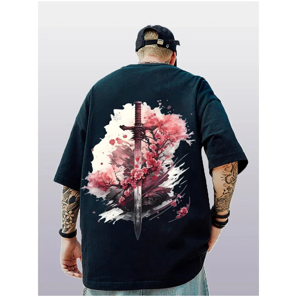 DEATHBLOSSOM 3D Oversized Street T-Shirt – Heavy Print, Plum Bloom Chaos, Japanese Rock Show Vibe for Daily Destruction - Premium tee from dsers - Just $32.22! Shop now at Lizard Vigilante