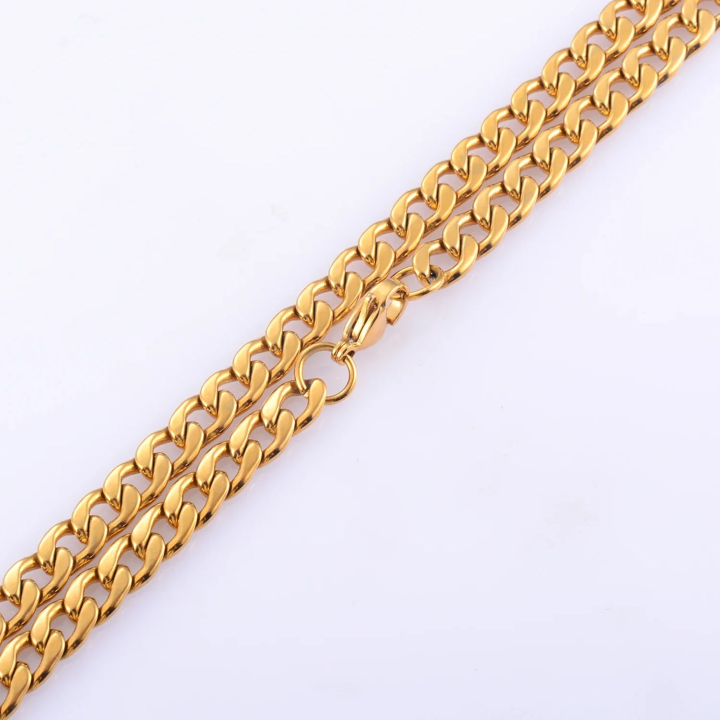 Width 3mm-11.5mm Stainless Steel Gold Color Cuban Chain Necklace Hip Hop Classical Punk Fashion Jewelry Men Gifts