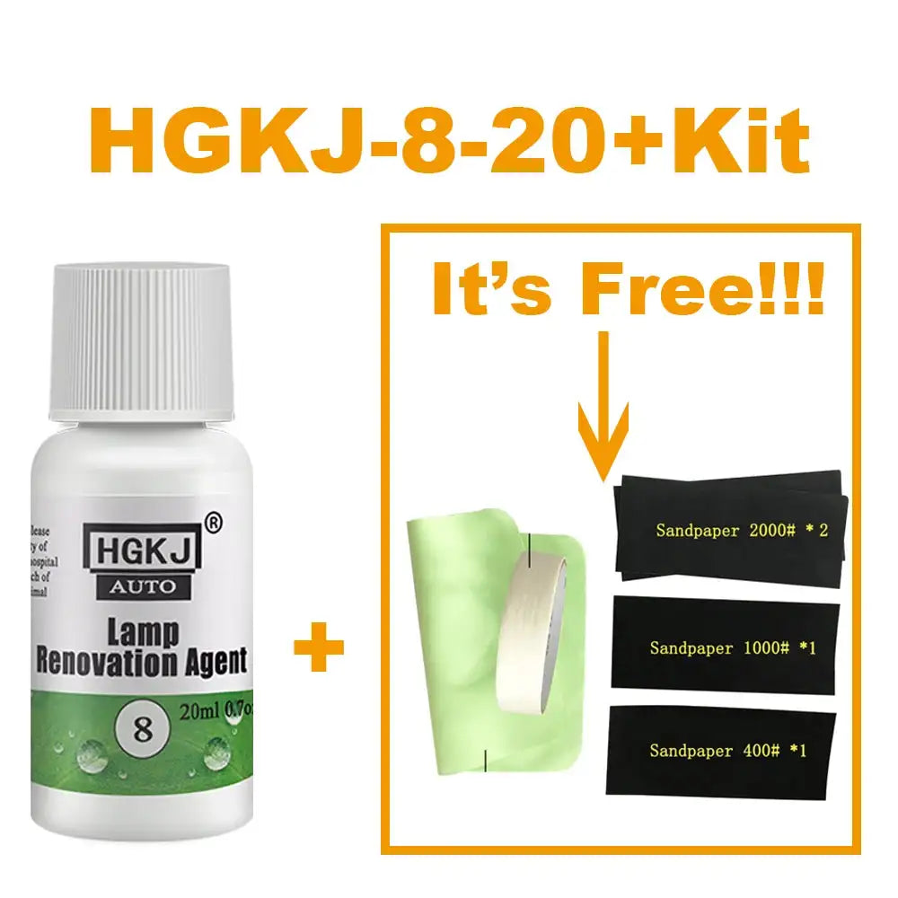 HGKJ 8 Lamp Renovation Agent Auto Headlight Headlamp Polish Restoration Kit Long Lasting Protection Oxidation Liquid for Car