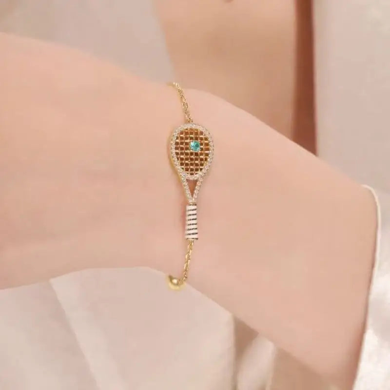 "RACKET TO HELL" – ZOCA 925 Silver Gold-Plated Badminton Bracelet for Loud Souls | Sport-Chic Metal Charm for Rule-Breakers Who Serve HARD - Premium Bracelet from dsers - Just $183.99! Shop now at Lizard Vigilante