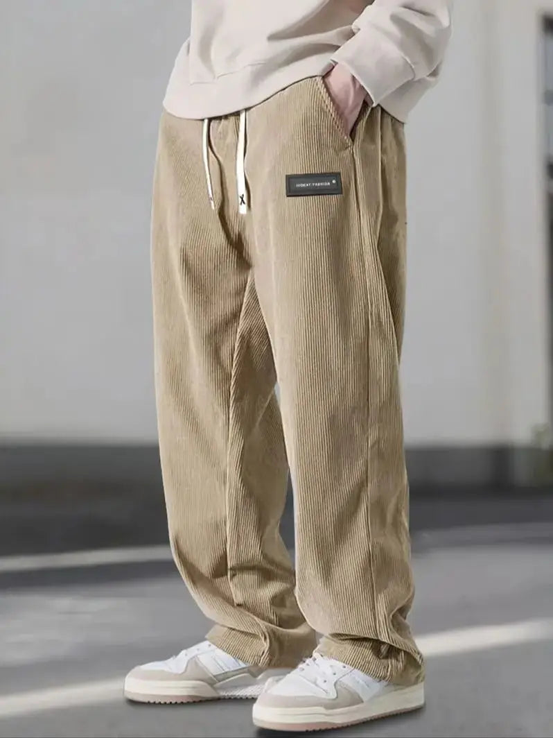 Corduroy Street King Baggy Drawstring Straight-Leg Pants