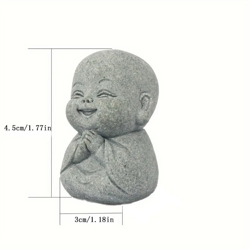 Buddha Stone Statue Little Buddhist Monks Tibetan Buddhism Figurines Zen Garden Ornament Meditation Home Aquarium Decoration