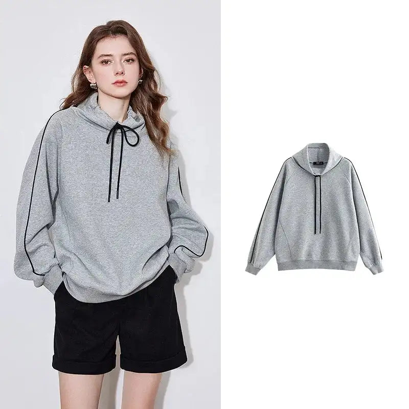 TOYOUTH Women Hoodies Sweatshirt 2025 Spring New Hooded Drawstring Long Sleeve Pullover Sports Casual Tops