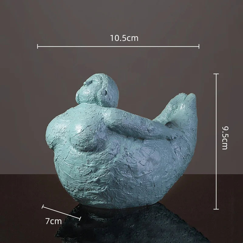 Abstract Body Sculpture Resin Handicraft Fat Woman Yoga Statue Irregular Hand-made Clay Sculptures Home Decoration Accessories
