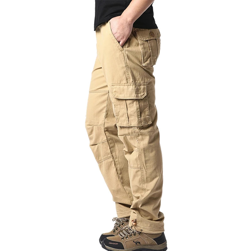 Large Pocket Loose Overalls Men's Outdoor Sports Jogging Tactical Pants – Elastic Waist, Pure Cotton, Casual Work Pants - Premium pants from Lizard Vigilante - Just $38.88! Shop now at Lizard Vigilante