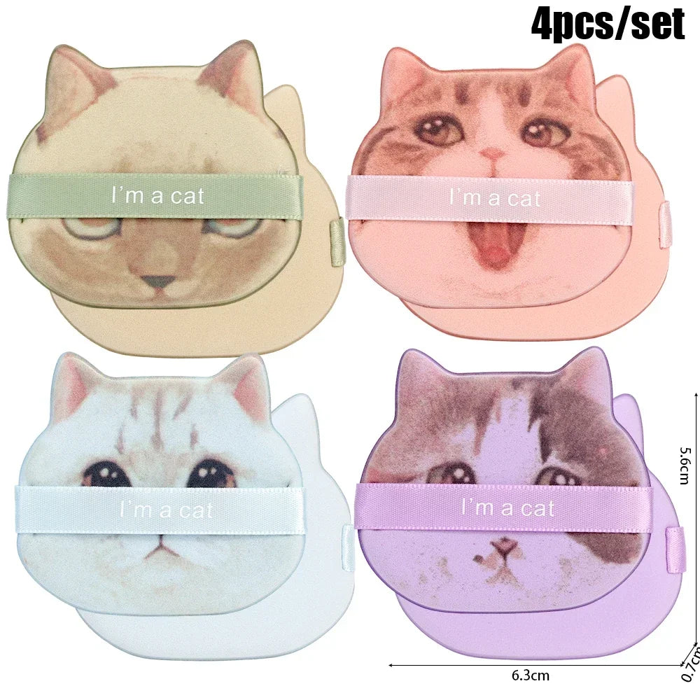 1-4pcs Cat Air Cushion Powder Puff Double-sided Wet Dry Use Concealer Foundation Sponge Cushions Women Beauty Makeup Puffs Tools