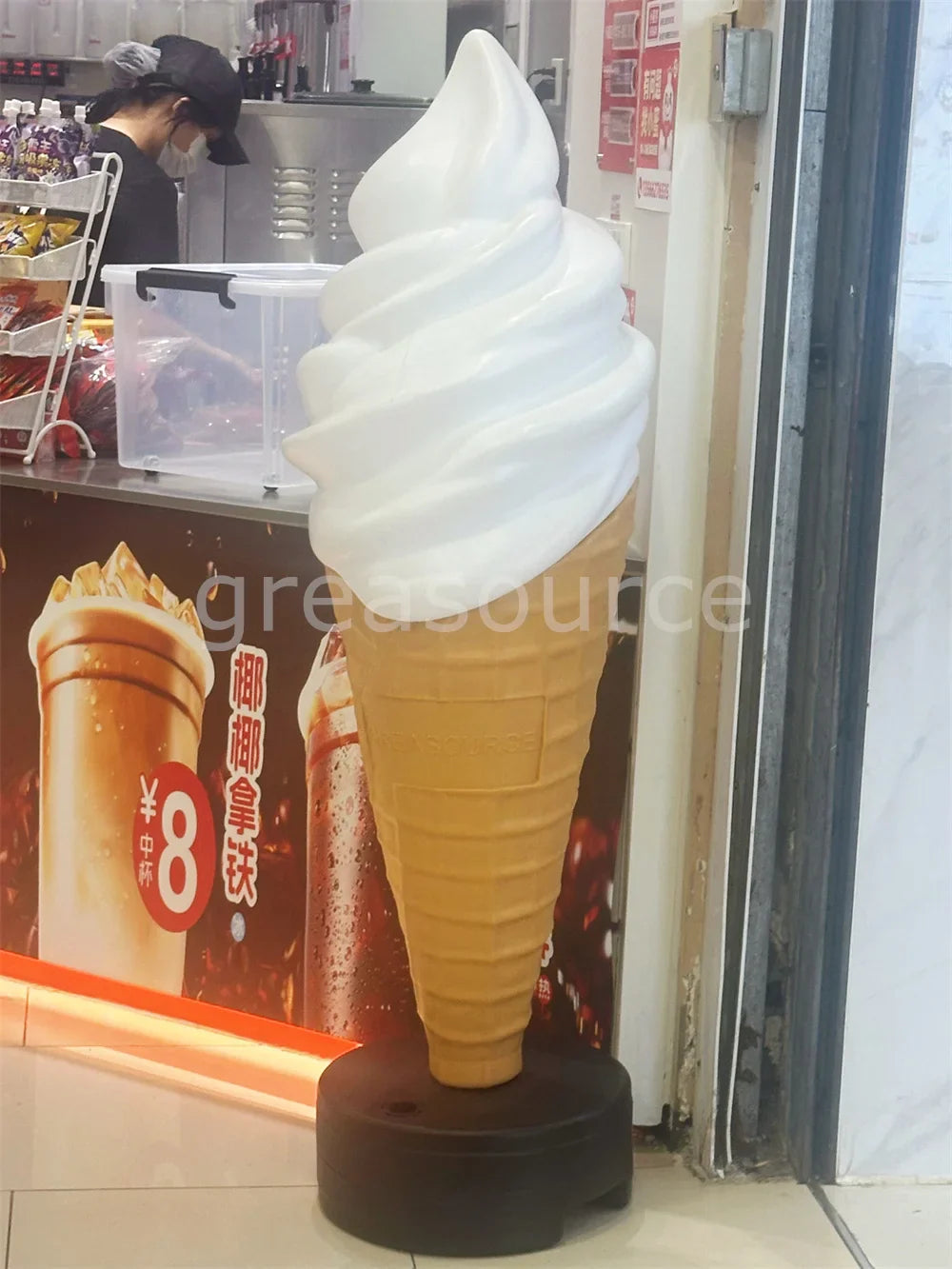 150cm Sculpture Soft Serve Ice Cream Shape Cone Tall Model Display Big Lamp Box Attact Attention Eye Simulation Show Shop Sweet