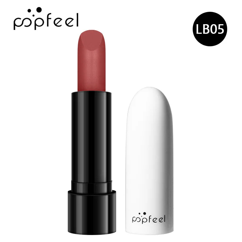 High Quality Popfeel Waterproof Lasting Matte Luxury Velvet Lipstick Make up Smudge-Free Pigmented Lipsticks Lip Gloss Cosmetics