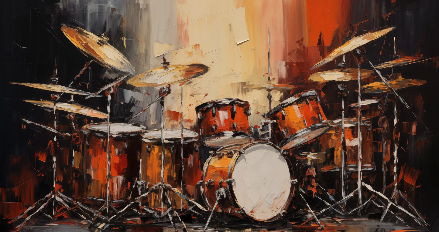 Abstract Riot Symphony Canvas Violin Piano Drums Cello Guitar Retro Music Wall Art Print