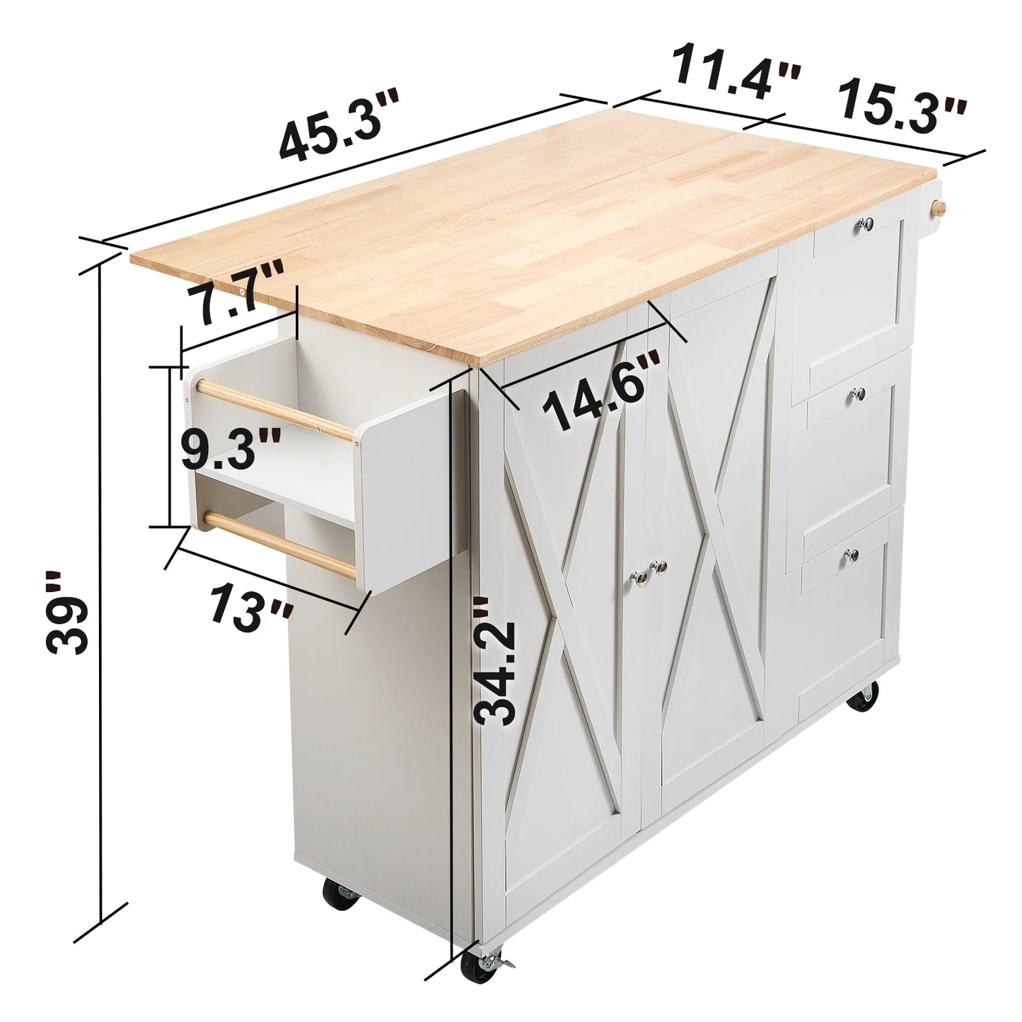 Vevor Valkyrie Kitchen Cart — 2-Door, 3-Drawer Mobile Island of Steel & Style | Rubberwood Top Rolling Bar Fortress for Hardcore Homes